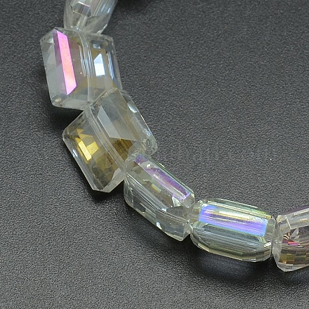 Electroplate Crystal Glass Square Beads Strands EGLA-F064A-01-1