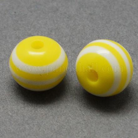 Round Striped Resin Beads RESI-R158-6mm-01-1