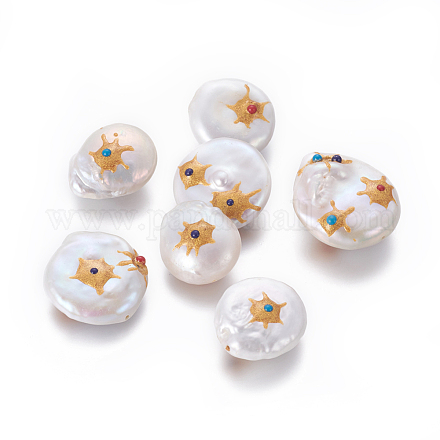 Perlas naturales abalorios de agua dulce cultivadas PEAR-F015-44-1