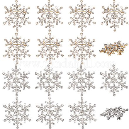 Gorgecraft 10Pcs 2 Colors Crystal Rhinestone Christmas Snowflake Brooch Pin JEWB-GF0001-29-1