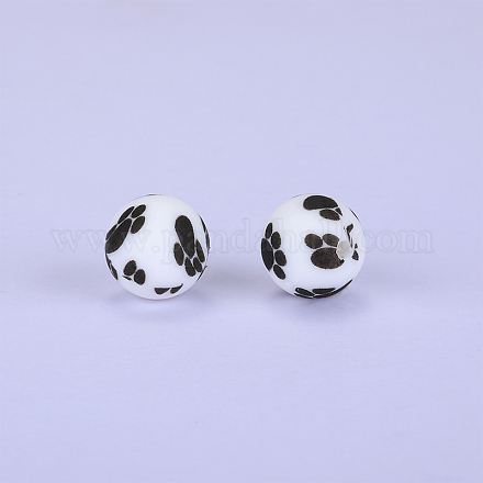 Printed Round Silicone Focal Beads SI-JX0056A-41-1