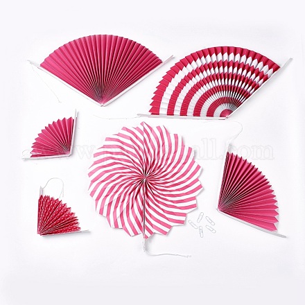 Tejido de la rueda de papel de colores fan DIY-WH0097-04B-1