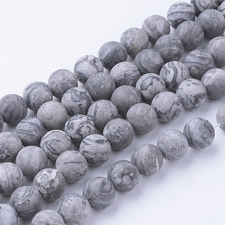 Chapelets de perles en pierre de carte/pierre picasso/picasso jasper naturelles  G-G735-27F-10mm-1