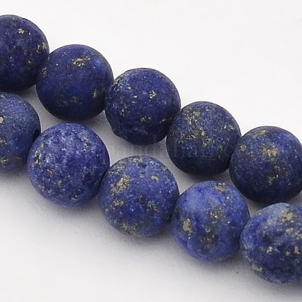 Frosted Round Natural Lapis Lazuli Beads Strands G-E302-110-4mm-1