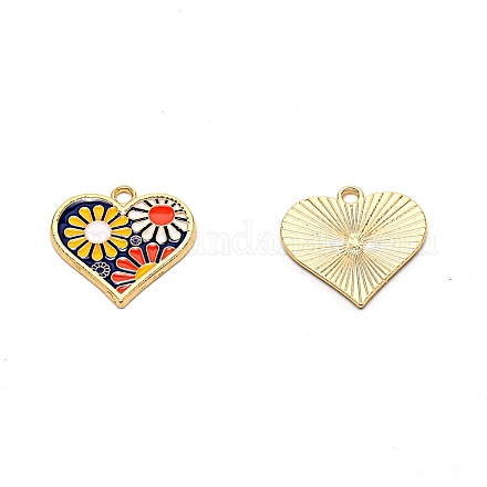 Corazón con flores colgantes de aleación de esmalte ENAM-TAC0016-02C-1