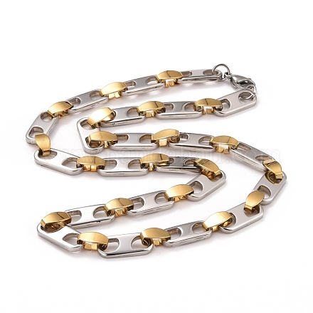 Vacuum Plating 304 Stainless Steel Oval Link Chains Necklace STAS-E160-22GP-1