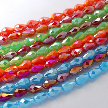 Electroplate Glass Beads Strands EGLA-R007-15x10mm-M-1