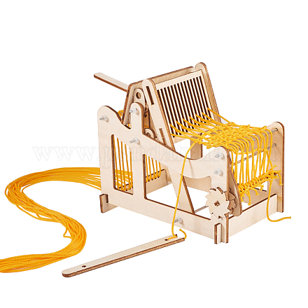 DIY木製織機キット  糸で  調整ロッド  子供用教育玩具  湯通しアーモンド  28.1x20.5x0.3cm DIY-WH0157-27-1