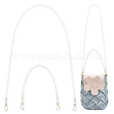 PandaHall Elite 4Pcs 2 Style Plastic Imitation Pearl Bead Bag Straps FIND-PH0008-20-1