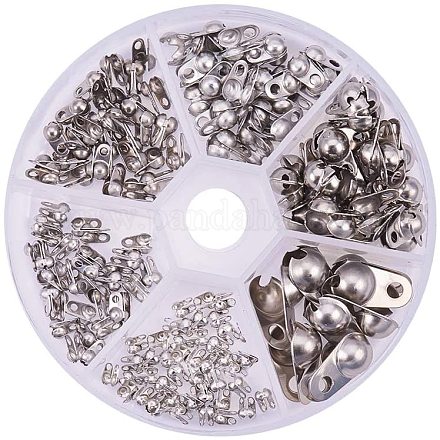Pandahall Elite 159 pièces 6 taille 304 embouts de perles en acier inoxydable à clapet calotte embouts d'extrémité capuchons de noeud pour la fabrication de bijoux (4-14.5mm) STAS-PH0004-15P-1