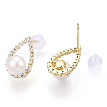 Boucles d'oreilles perle naturelle PEAR-N020-06N-1