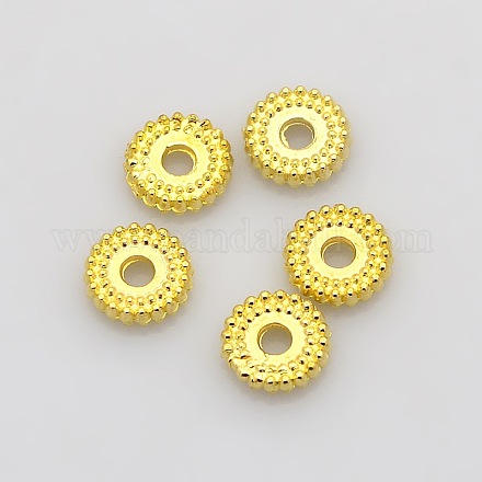 ディスクめっき亜鉛合金スペーサービーズ  ゴールドカラー  7x2mm  穴：1.5mm PALLOY-N0101-07G-1