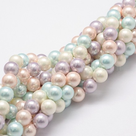 Chapelets de perles en coquille X-BSHE-L017-10-1
