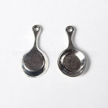 50PCS Antique Silver Frying Pan Tibetan Style Alloy Pendants X-TIBEP-GC033-AS-RS-1