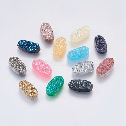 Cabujones de resina de piedras preciosas druzy imitación RESI-E012-01-1