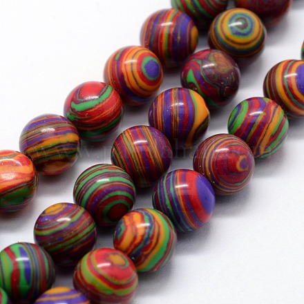 Synthetic Malachite Beads Strands X-G-I199-32-8mm-C-1