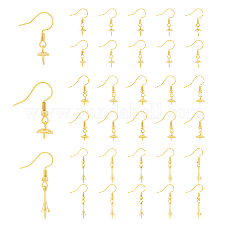 Everyday Jewelry Gold Steel Fishhook Earring Jewelrys - Earring, Gold-Plated Steel Brass, 2-3/4 Inches Brushed Wavy Diamond Swirl Cutout Design Fishho