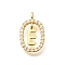 Brass Micro Pave Cubic Zirconia Pendants, Real 18K Gold Plated, Oval with Letter Charms, Letter E, 18.5x11x3.5mm, Hole: 2x1.5mm
