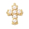 Brass Micro Pave Cubic Zirconia Pendants, with ABS Imitation Pearls, Cross Charms, Rack Plating, Long-Lasting Plated, Cadmium Free & Lead Free, Real 18K Gold Plated, 30x22.5x6.5mm, Hole: 1.4mm