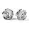 Resin Beads, Round with Flower, with Polymer Clay & Rhinestone, Dark Gray, 22~26mm, Hole: 2~2.5mm
