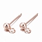 925 Sterling Silver Ear Stud Findings, Earring Posts with 925 Stamp, Rose Gold, 14mm, head: 5x2.5mm, Hole: 1mm,  Pin: 0.7mm