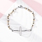 201 Stainless Steel Link Chain Bracelets, with 304 Stainless Steel Clasps and Polymer Clay Rhinestones for Women, Cross, Crystal, 8-1/4~8-1/2 inch(20.9~21.7cm)