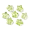 Transparent Spray Painted Glass Beads, with Glitter Power, Star, Green Yellow, 8x8x4mm, Hole: 1mm