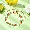 Adjustable Brass Enamel Slider Bracelets, Link Chain Bracelets for Woman, Strawberry, with Shell Pearl Beads, Real 18K Gold Plated, Inner Diameter: 1.93~3.31 inch(4.9~8.4cm)