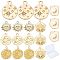 18Pcs 6 Style Brass Micro Pave Clear Cubic Zirconia Pendants & Alloy Rhinestone Pendants, Flat Round & Hexagon & Rectangle & Teardrop, Real 18K Gold Plated, 3pcs/style