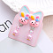 Alloy Plastic Clip-on Earrings for Kid, Platinum, Rabbit, 40x15mm