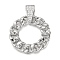 Rack Plating Brass Micro Pave Cubic Zirconia Pendants, with Link Chain Shape, Round, Platinum, 30x25x6.5mm, Hole: 4x4mm
