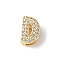 Brass Micro Pave Clear Cubic Zirconia Initial Multi-strand Links, Real 18K Gold Plated, Lead Free & Cadmium Free, Long-Lasting Plated, Rack Plating, Letter D, 10x5~9.5x4.5~5mm, Hole: 1.5~3.2x2~8mm
