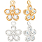 12Pcs 2 Styles Rack Plating Brass Cubic Zirconia Charms, Long-Lasting Plated, Flower, Mixed Color, 13.5x10.5x3.5mm, Hole: 1.2mm, 2 colors, 6pcs/color, 12pcs
