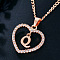 Alloy Crystal Rhinestone Heart with Initial Pendant Necklaces, Rose Gold, Letter Q, 16.93 inch(43cm)