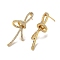 Brass Stud Earrings, Cubic Zirconia Cadmium Free & Lead Free, Bowknot, Real 18K Gold Plated, 32x14.5mm
