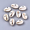 Natural Cowrie Shell Beads, with Enamel, No Hole/Undrilled, Evil Eye, White, 18~22x13~14x6~8mm