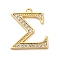 Rack Plating Brass Micro Pave Cubic Zirconia Pendant, Greek Alphabet, Real 18K Gold Plated, Letter S, 16x13.5x1.5~1.6mm, Hole: 1.1mm