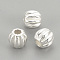 925 Sterling Silver Corrugated Beads, Round, Silver, 3x2.5mm, Hole: 1mm