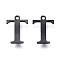 304 Stainless Steel Charms, Laser Cut, Alphabet, Electrophoresis Black, Letter.T, 12x9x0.8mm, Hole: 1mm