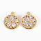 Brass Micro Pave Clear Cubic Zirconia Charms, Flower, Real 18K Gold Plated, 13x11x2.5mm, Hole: 1.2mm