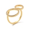 Brass with Cubic Zirconia Open Cuff Rings, Clear, US Size 7 1/4(17.5mm)