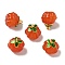 Glass Charms, Pumpkin, with Golden Alloy Enamel Findings, Orange Red, 14.5x13mm, Hole: 1.5mm