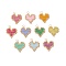 MIYUKI Delica Glas Seed Beaded Heart Pendants, with 304 Stainless Steel Jump Rings, Mixed Color, 16~16.5x17x1.7mm, Hole: 3mm