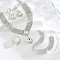 Teardrop Brass Rhinestone Bracelets & Earrings & Necklaces & Rings Sets, Silver, Crystal, 400mm & 160mm & 20mm & 36x14mm