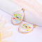 Alloy Enamel Pendants, Golden, Oval Charm, Star of David, 28x17mm