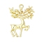 Alloy Pendants, Deer, Real 14K Gold Plated, 40.5x30.3x3.1mm, Hole: 2.6mm