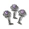 Angel Brass Natural Lepidolite Pendants, with Jump Ring, Antique Silver, 38x19.5x7.5~9.5mm, Hole: 2x6.5mm
