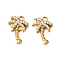 304 Stainless Steel Charms, Coconut Tree Charms, with Cubic Zirconia, Ion Plating(IP), Real 18K Gold Plated, 14x10x3.5mm, Hole: 1.4mm
