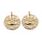 Brass Micro Pave Clear Cubic Zirconia Pendants, Long-Lasting Plated, with Jump Rings, Flat Round with Horse Eye, Real 18K Gold Plated, 16x17x2mm