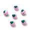 Handmade Polymer Clay Beads, Round with Heart Pattern, Pink, 8mm, Hole: 1.5mm